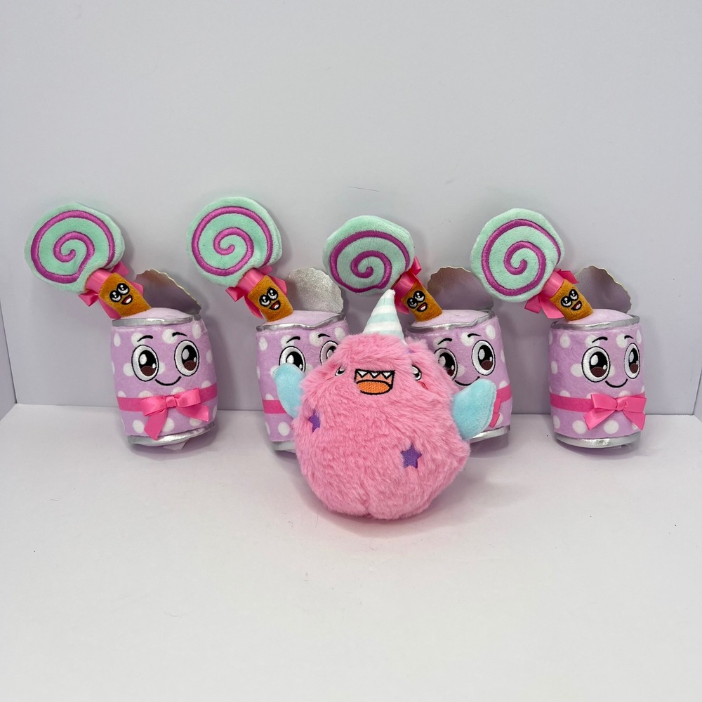 LankyBox Pink Plush Toy Lot Kid Mystery Soda Can Lollipop Foxy Boxy Ghosty Plush